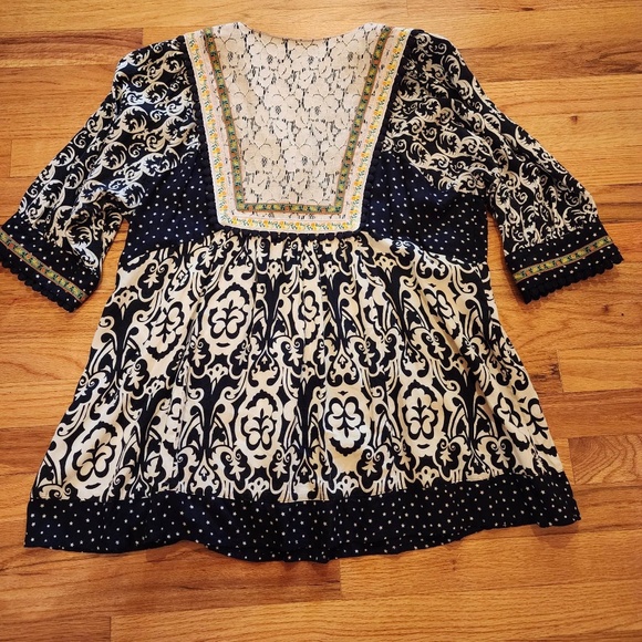 Ivy Jane Embroidered Lace 3/4 Sleeve Tunic M - Picture 5 of 6